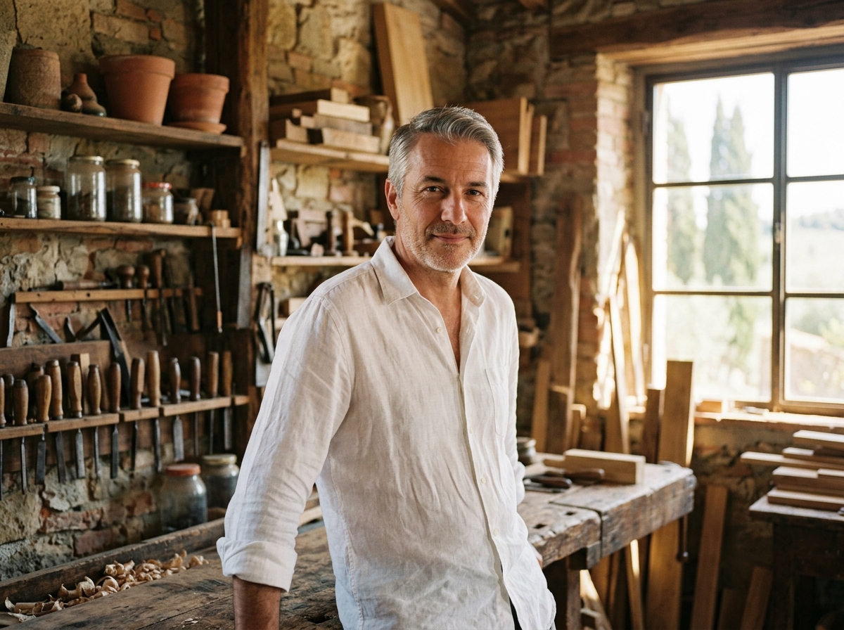 Marco Virello nel suo laboratorio a Lucca